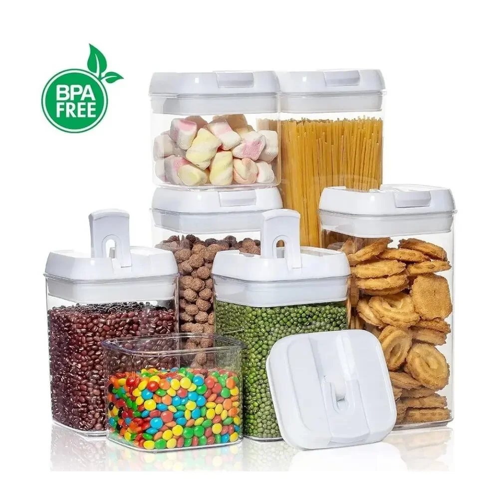 Airtight Food Storage Containers, 7 PC Set, BPA Free, Plastic Cereal Organizer